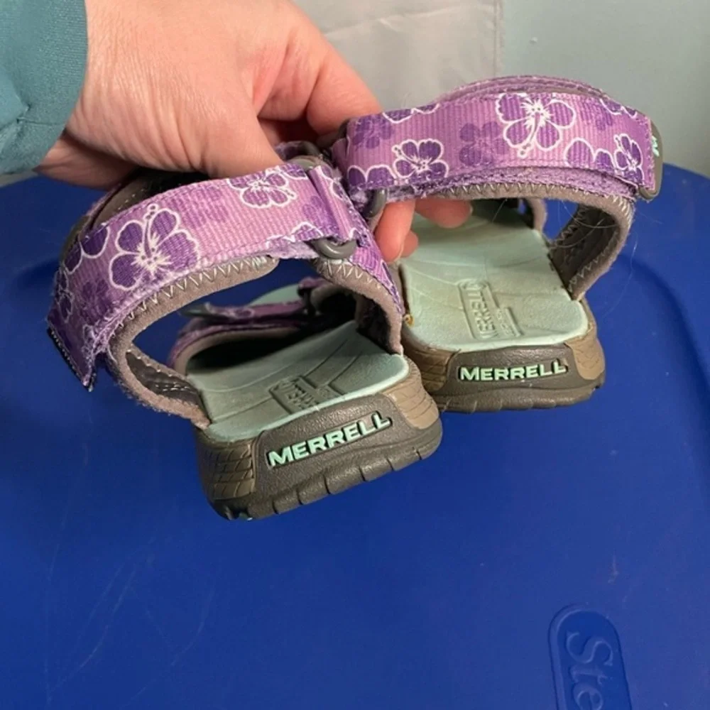 Girls Merrell Surf‎ Strap Sport Sandal Grey & Purple Youth Size 2M