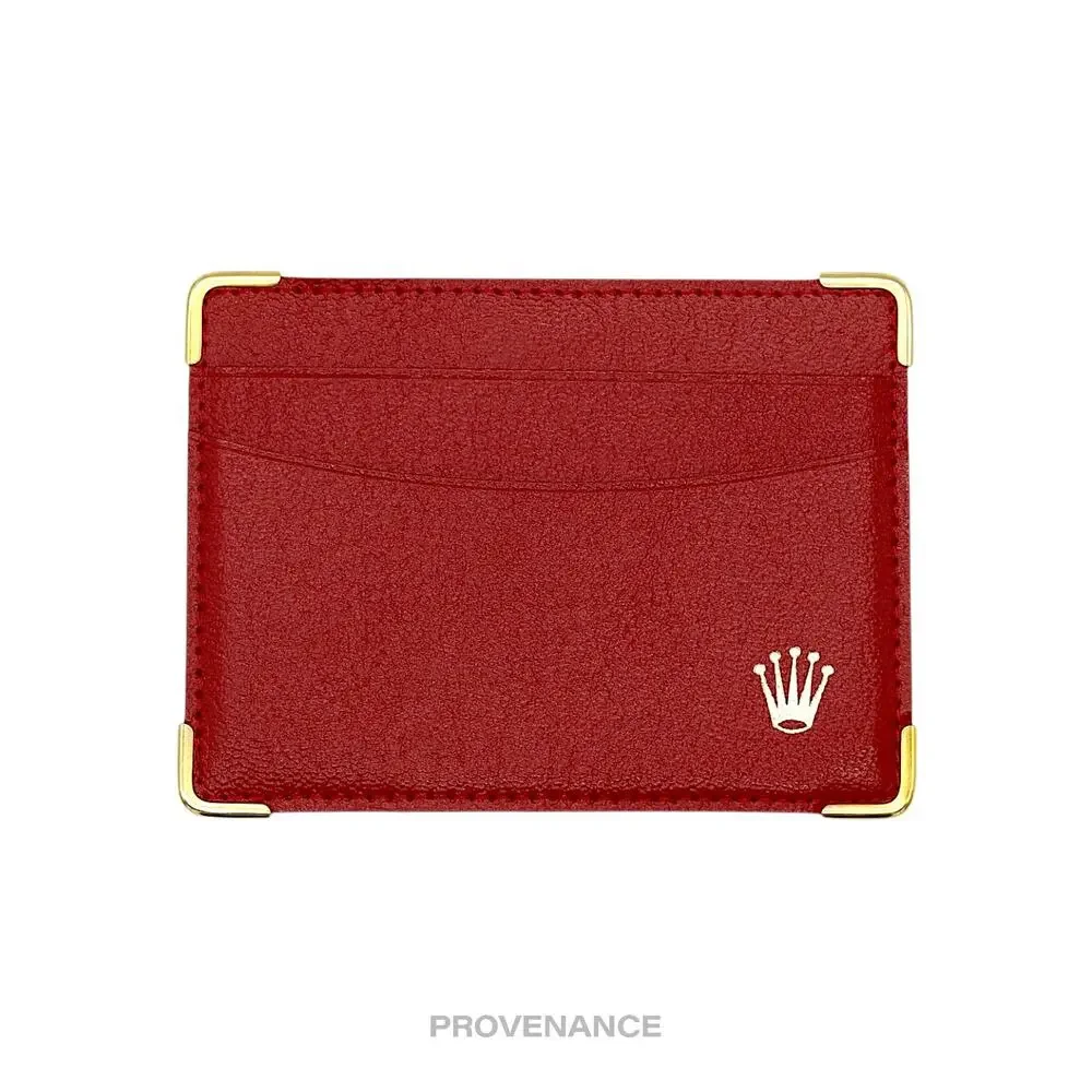 🔴 Rolex Card Holder Wallet - Red Leather II