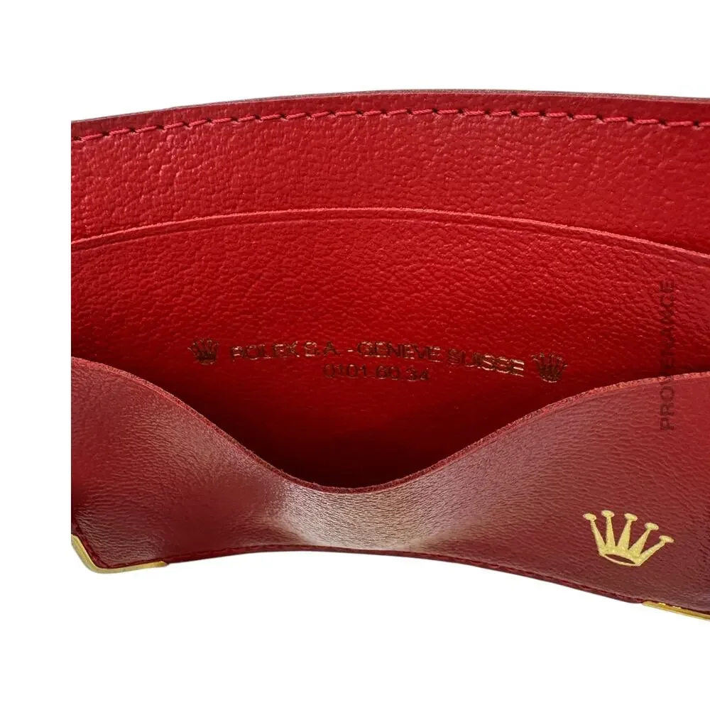 🔴 Rolex Card Holder Wallet - Red Leather II