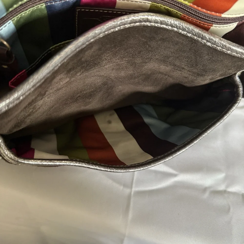 VTG COACH Y2K LEGACY ALI BROWN SUEDE METALLIC FLAP HOBO SHOULDER BAG PURSE