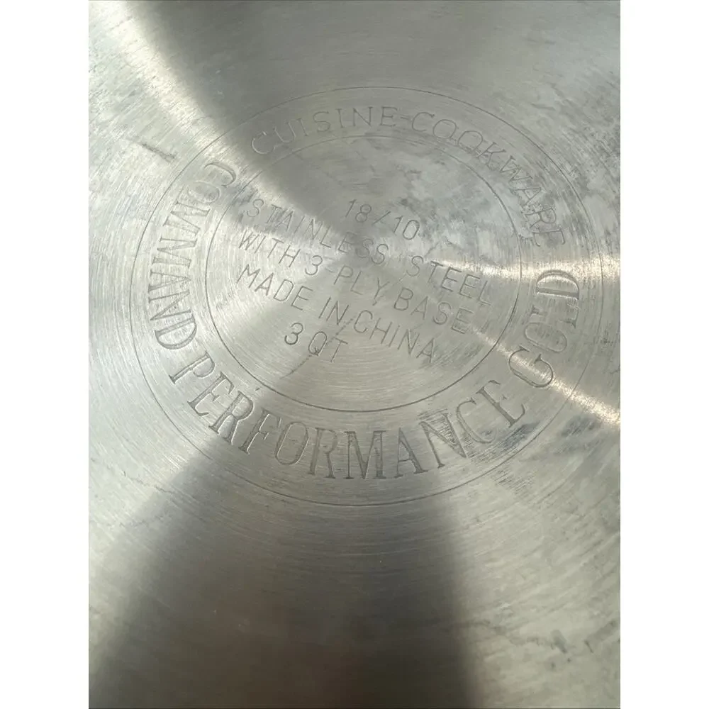 Command Performance Stainless/ Gold Buffet Cookware Set 3 Pots Lids & Warmer VTG
