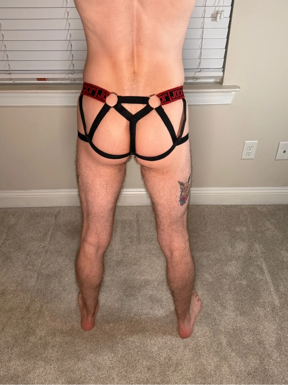 Red & Black Men's Athletic Thong Jockstrap Medium