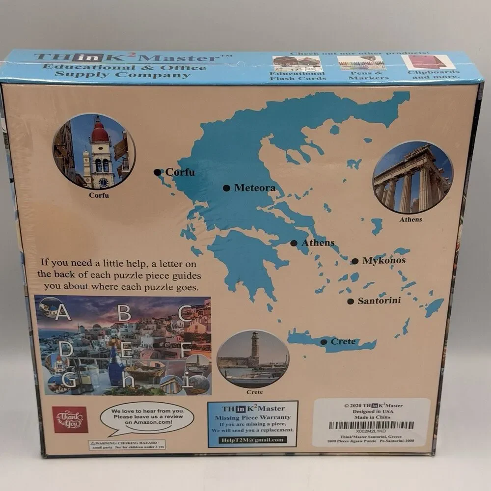 THinK2Master Santorini Greece Oia 1000 Piece Jigsaw Puzzle Travel New Sealed