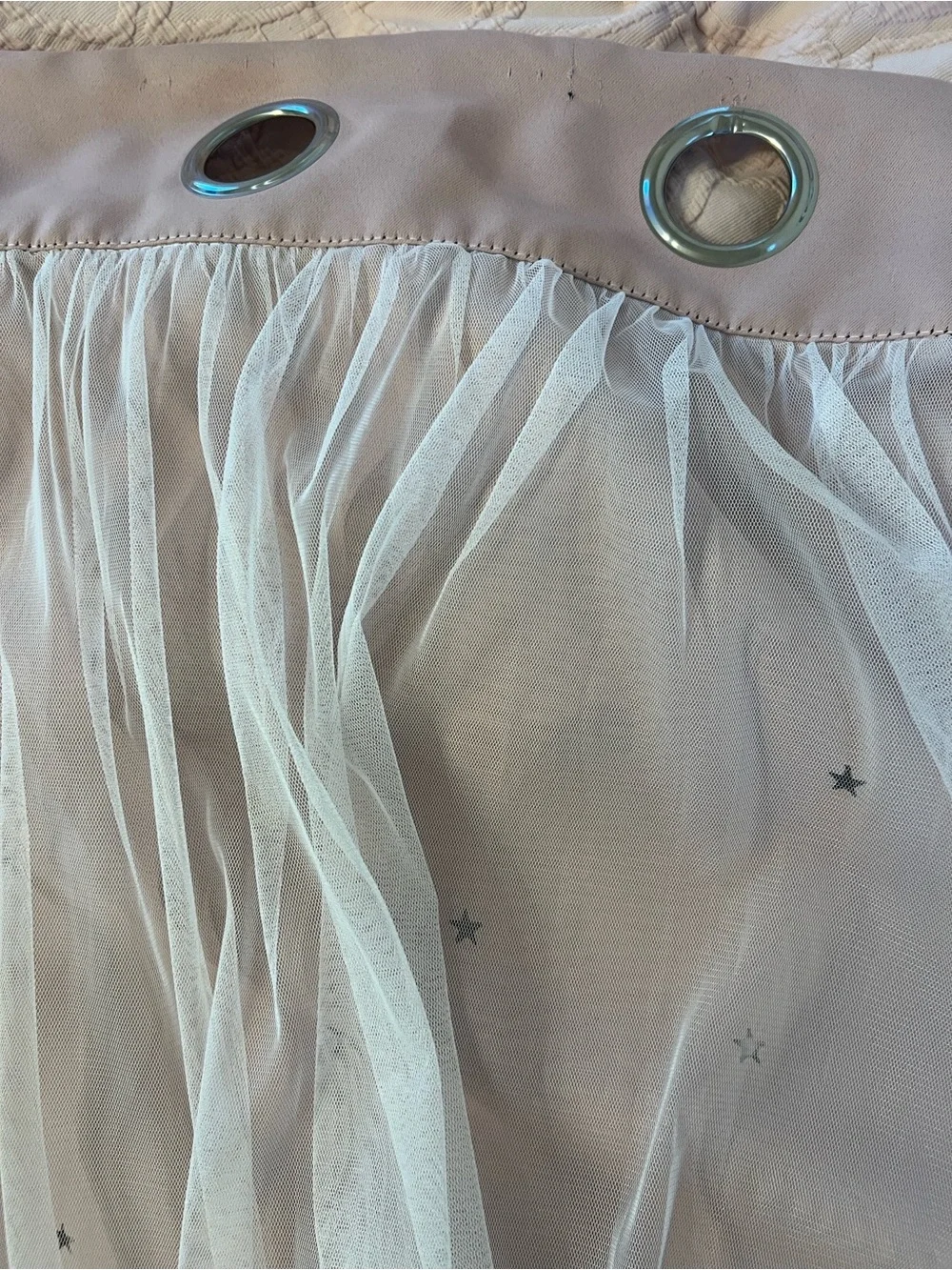 Blush curtains with star cutouts 51.5”x87”