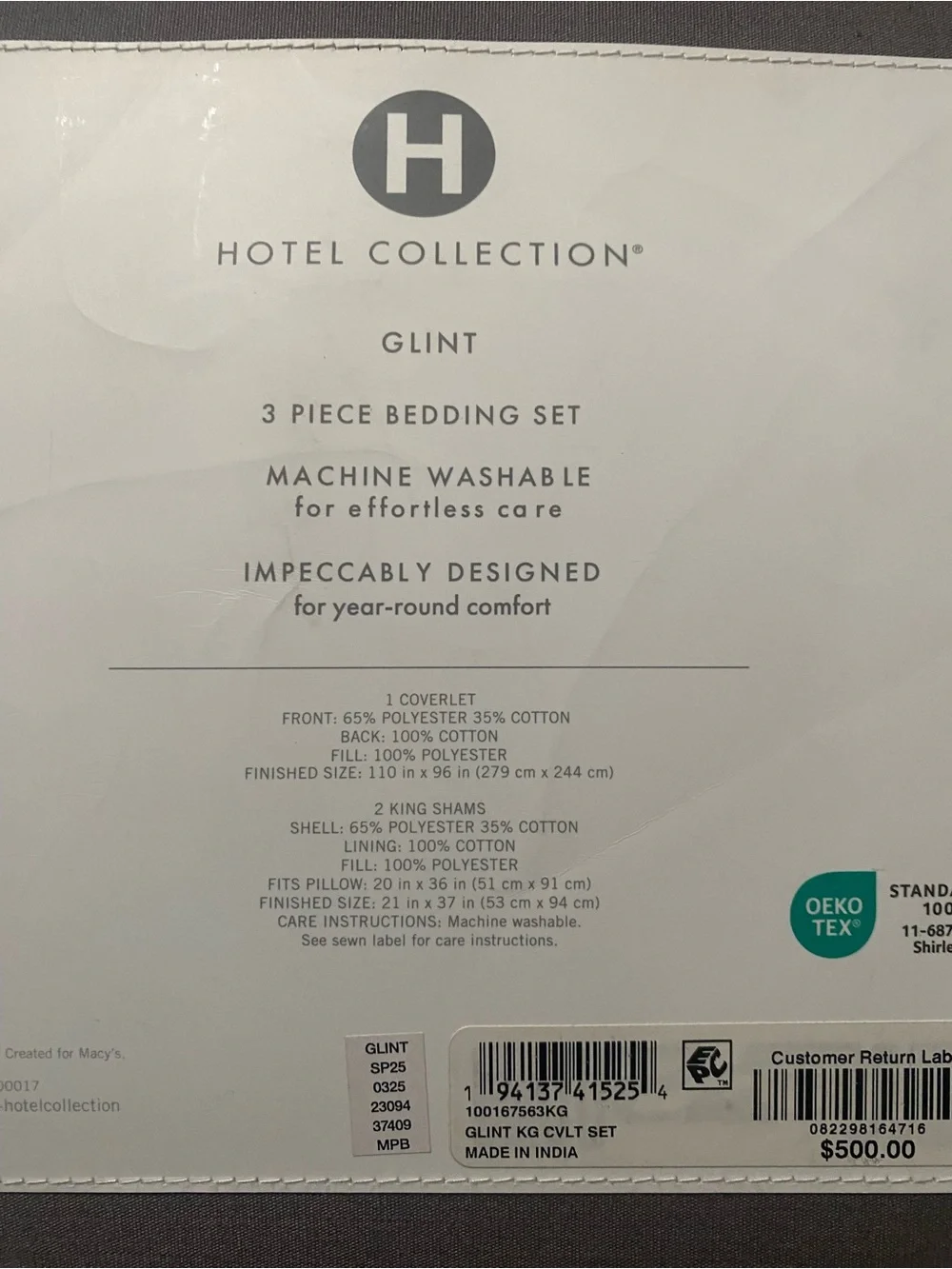 Hotel Collection Glint 3-Pc. Coverlet Set, King