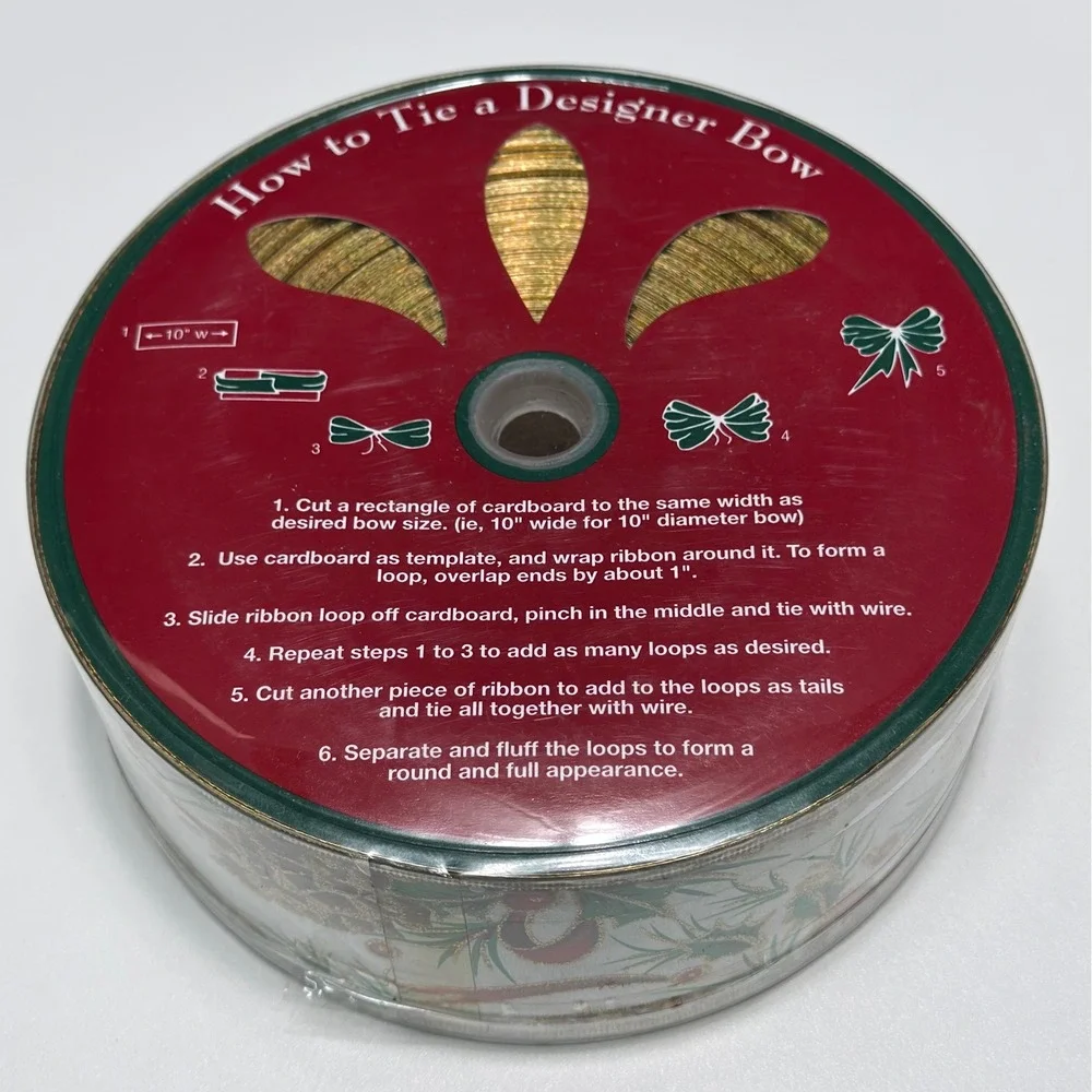Lot of 2 Christmas Wired Ribbon 110 Yards Total 2.5