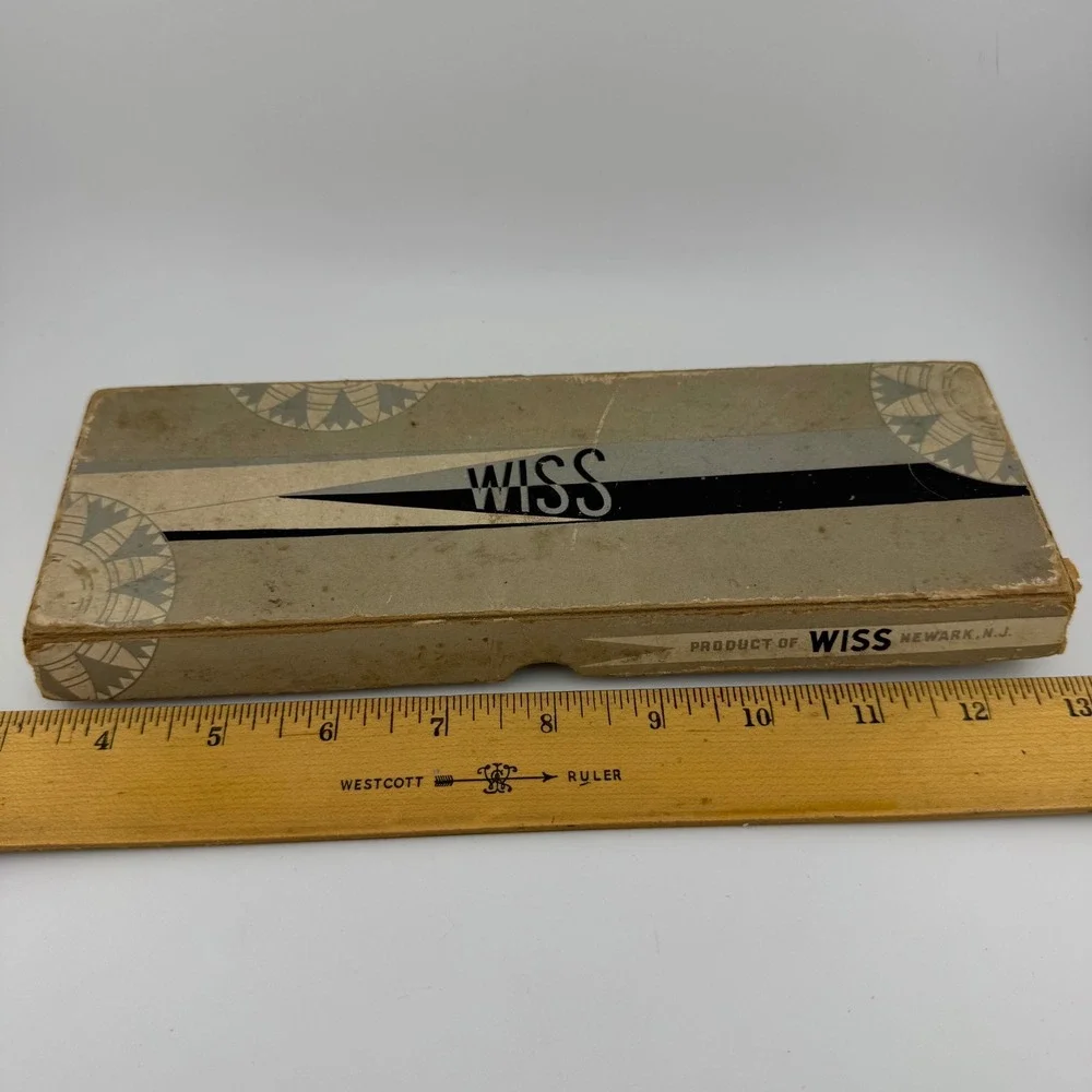Wiss Pinking Shears Model C Silver Tone Vintage Chrome Sewing Scissors Boxed