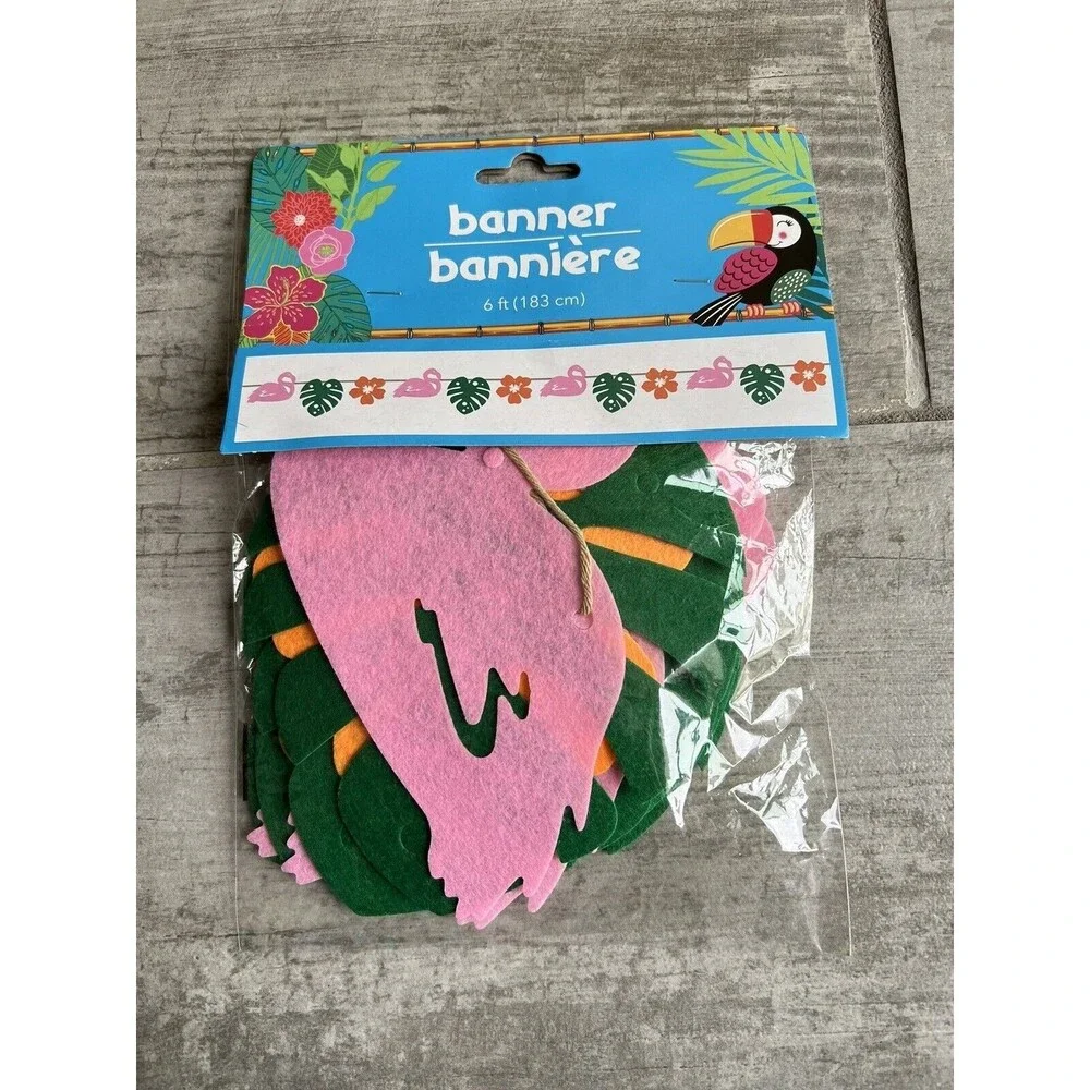 6ft Tropical Hawaiian Party Luau Birthday Banner Decoration NEW Flamingo Garland