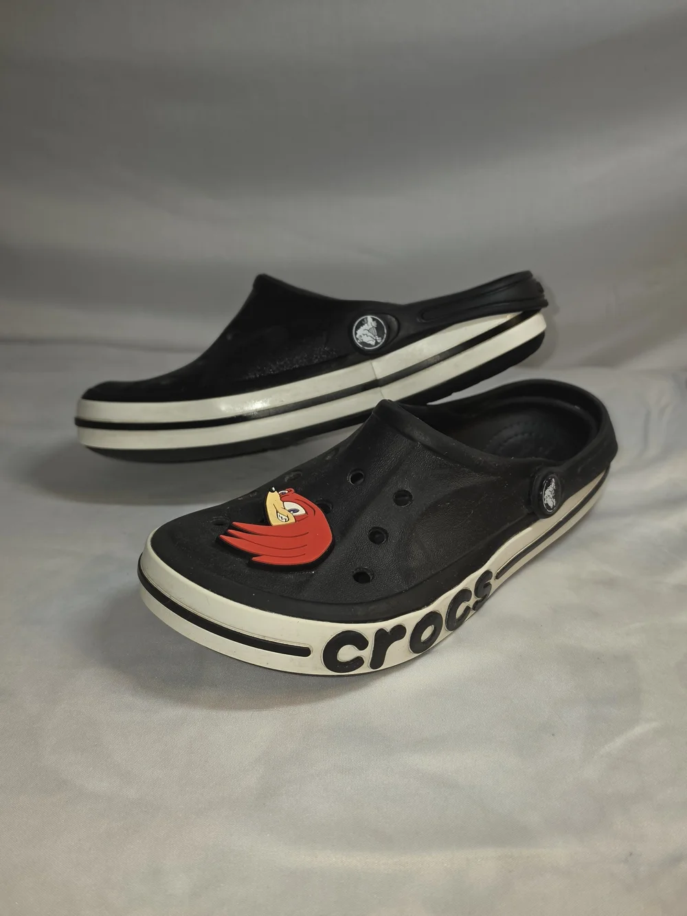 Crocs Kids Classic Clog in Black with Red Jibbitz