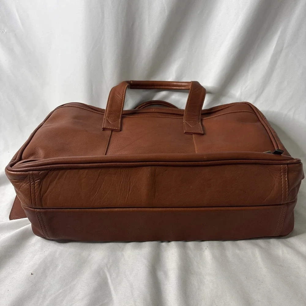 Claire Chase Executive Computer Laptop Briefcase Leather Cognac Luxury Carry On