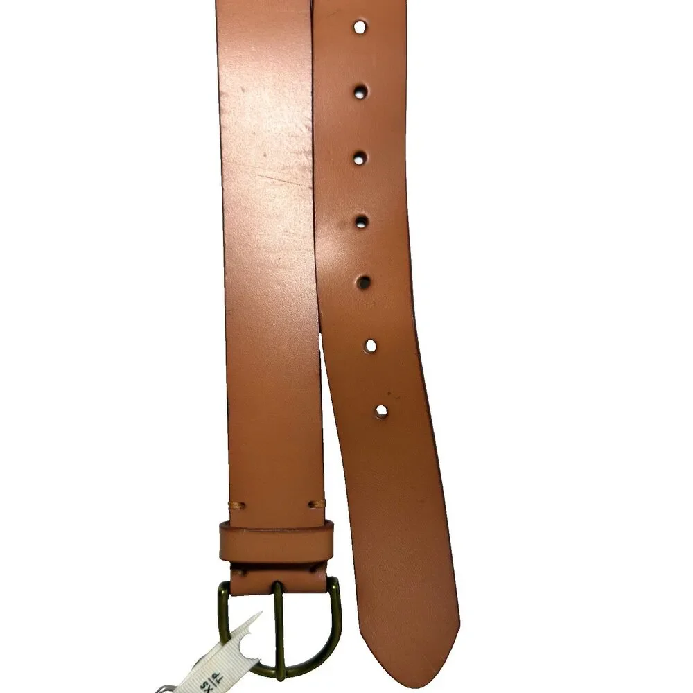 Vtg American Eagle Outfitters AEO Tan Beige Leather Belt Size 26 X-Small Brass