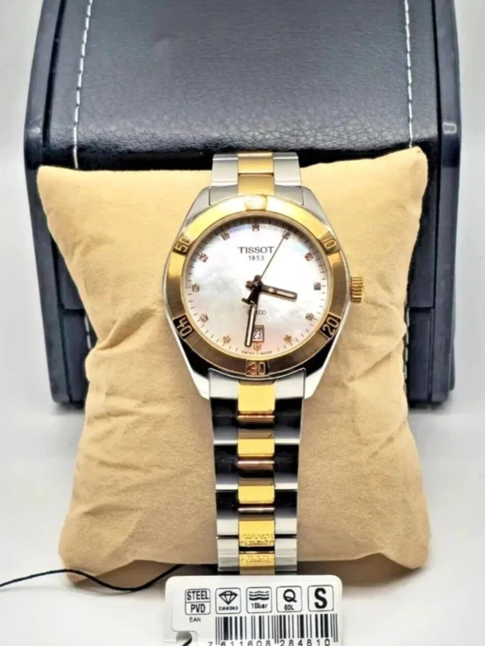 Tissot PR100 Diamond 36mm Two Tone MOP Dial Womens Watch Swiss Quartz