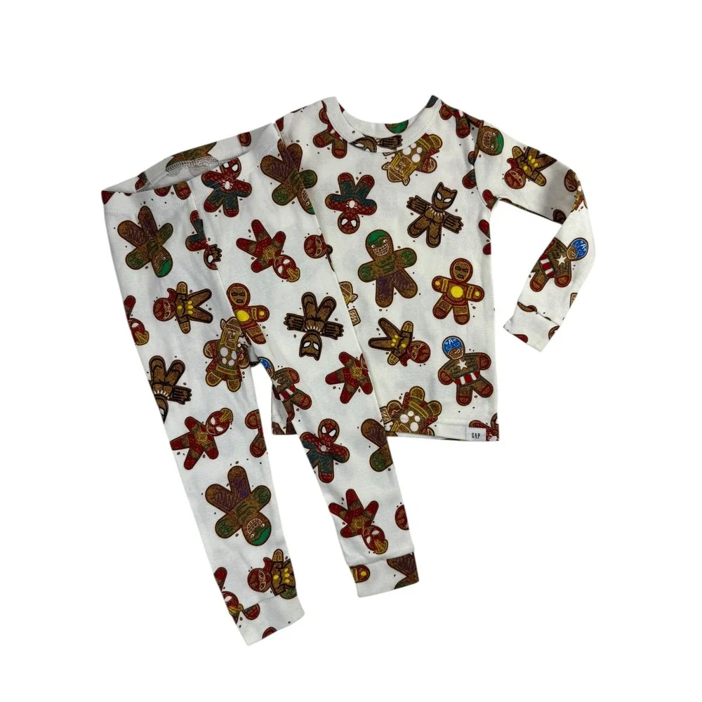 Baby Gap Marvel Gingerbread Man Pajamas Long Sleeve Pants Set Kids‎ Size 2
