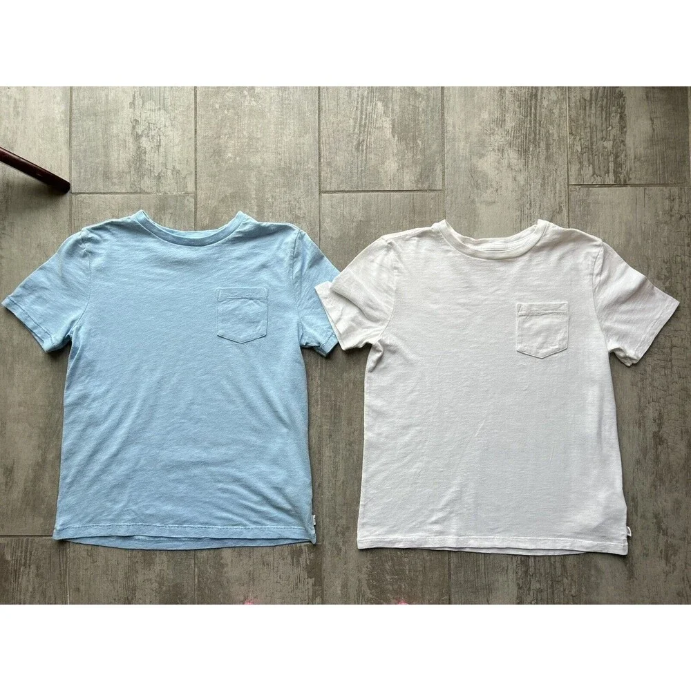 GAP Kids Lot Set of 2 Basic Crew Neck Pocket T-Shirt Cotton Casual Boy EUC M 8-9