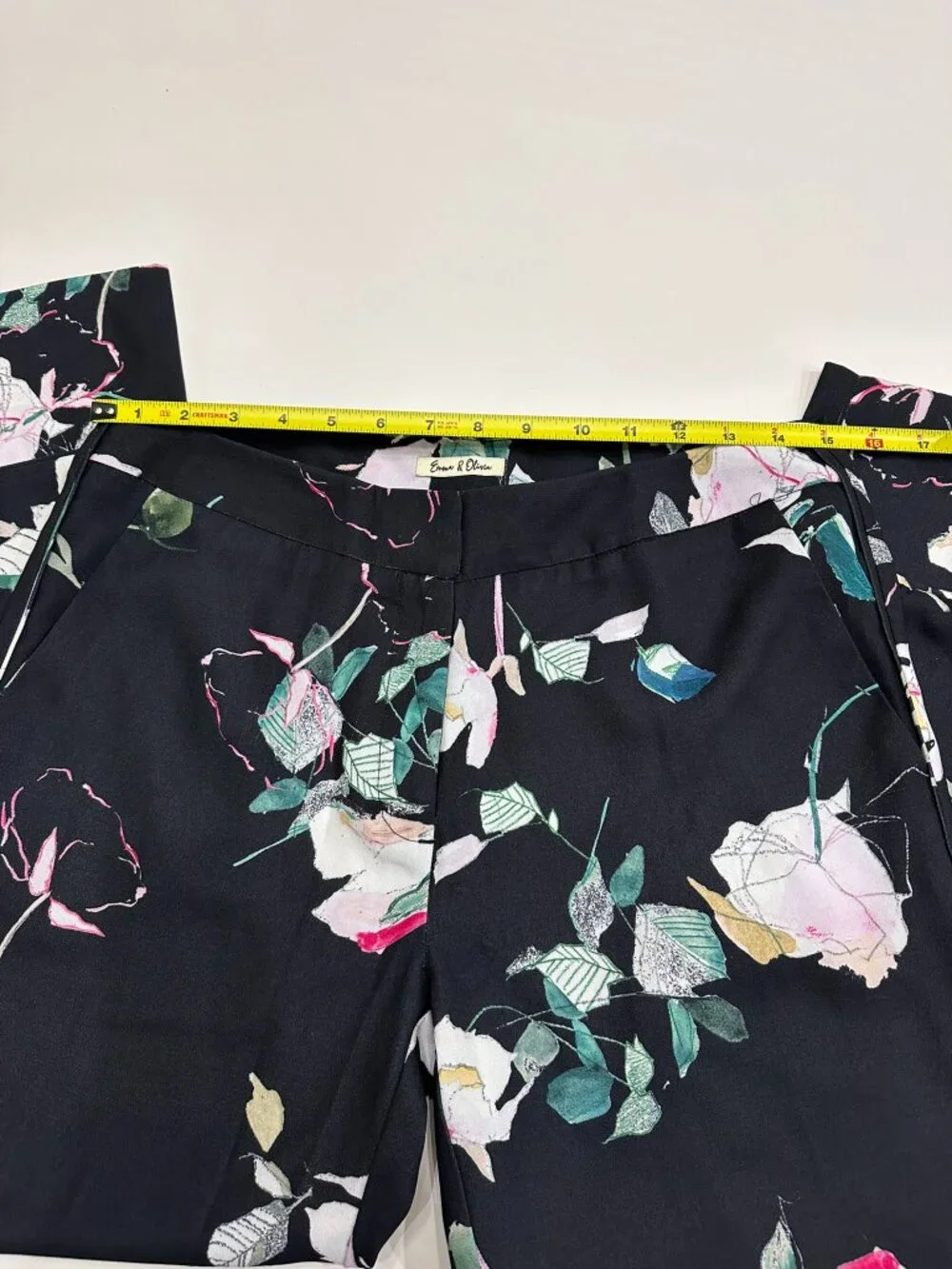Emma & Olivia Black Floral Print Blazer (M) & Matching Trousers (6) Set