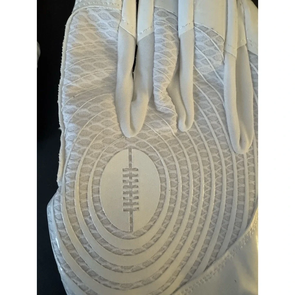 NEW HANDLANDY Football Gloves White Adult Large Receiver Grip Gloves