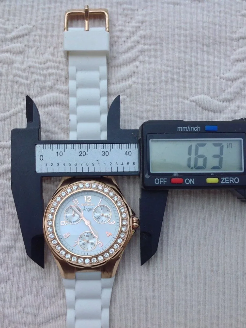 Invicta Angel Ladies Watch Rose Gold, Complications, White Band