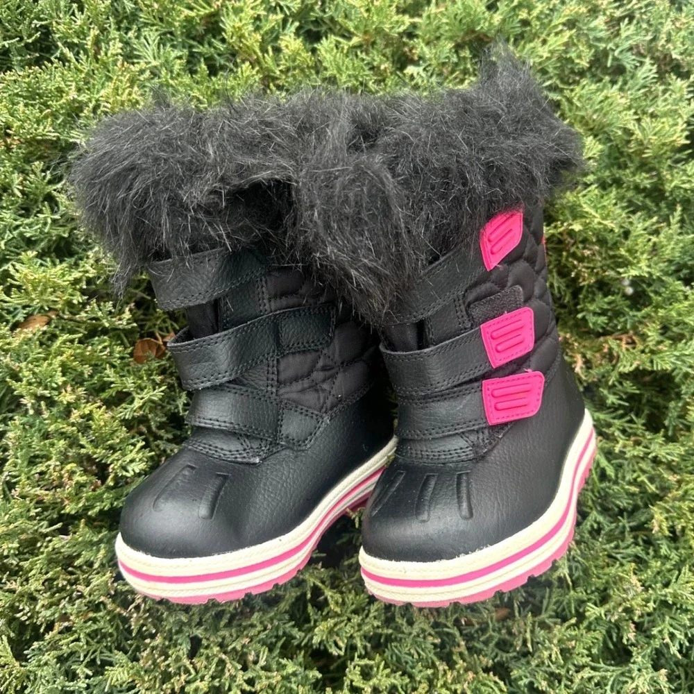 Rugged Outback Baby Girl Faux Fur Trimmed Snow Boots Size 5‎ Black