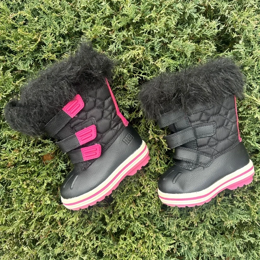 Rugged Outback Baby Girl Faux Fur Trimmed Snow Boots Size 5‎ Black