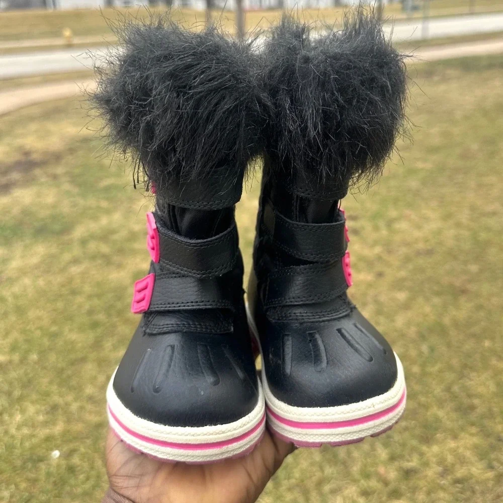 Rugged Outback Baby Girl Faux Fur Trimmed Snow Boots Size 5‎ Black