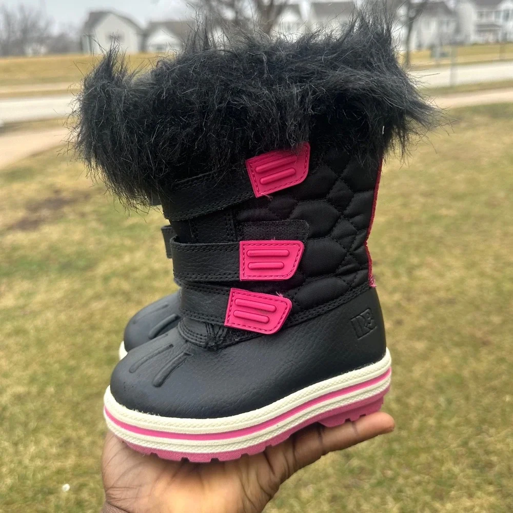 Rugged Outback Baby Girl Faux Fur Trimmed Snow Boots Size 5‎ Black