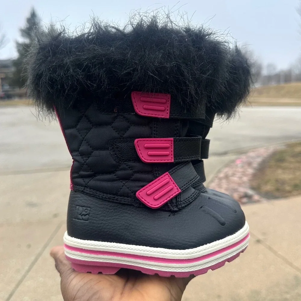 Rugged Outback Baby Girl Faux Fur Trimmed Snow Boots Size 5‎ Black