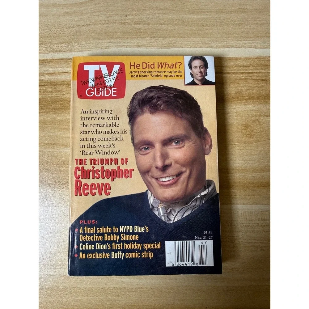 TV Guide Magazine Christopher Reeve Cover November‎ 21 1995