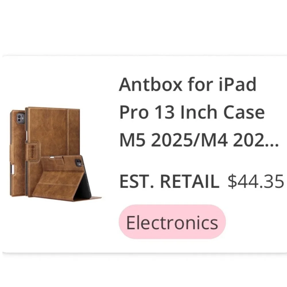 Antbox iPad Pro 13 inch Case Brown Vegan Leather Folio Cover with Pencil Holder