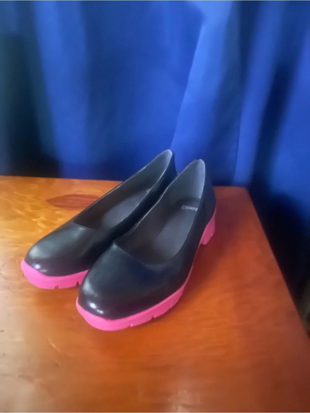 Camper Black Platform Pumps with Pink Sole