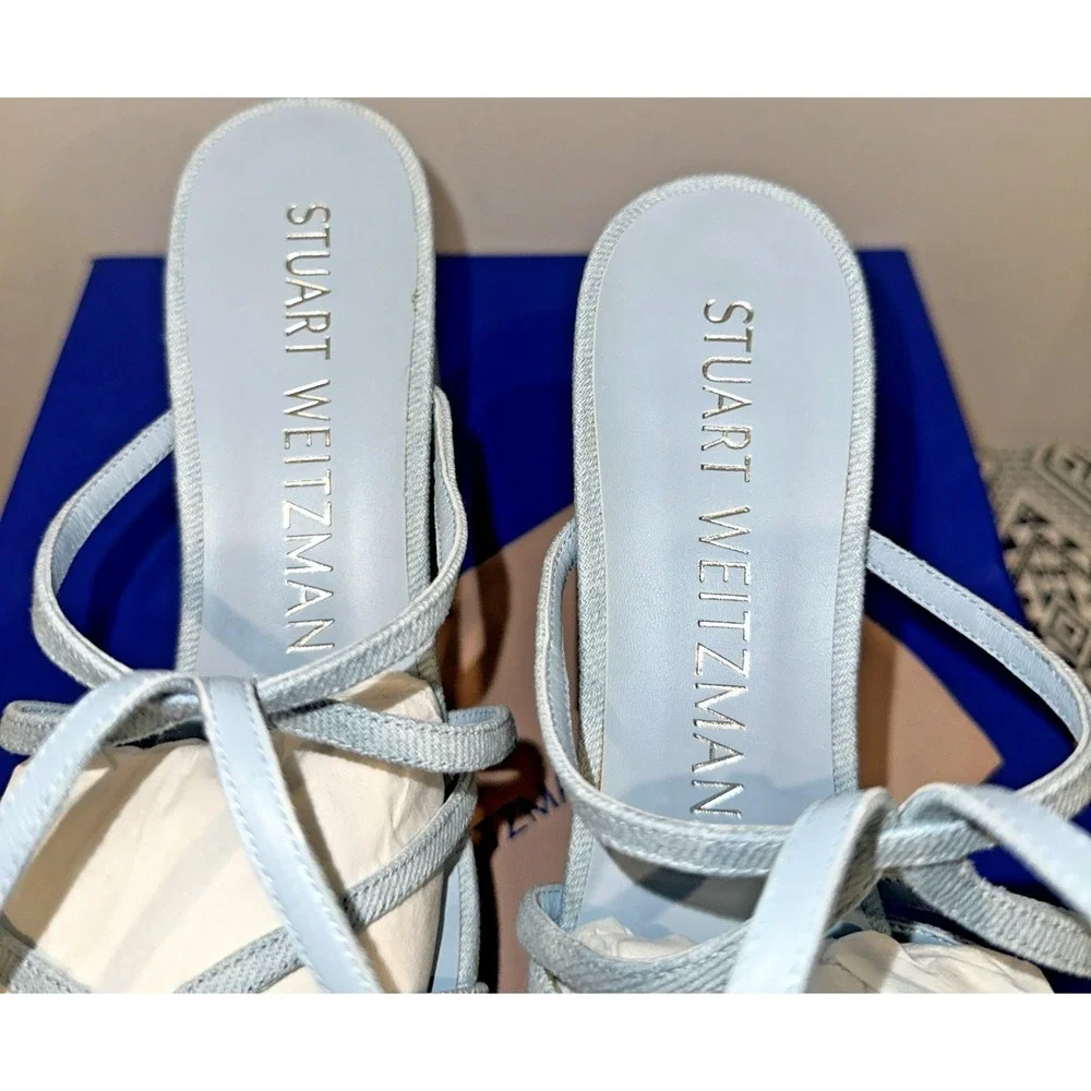 Stuart Weitzman EU 39/8.5B Barely There Sq Hi Platform‎ Sandals Vint Light Denim