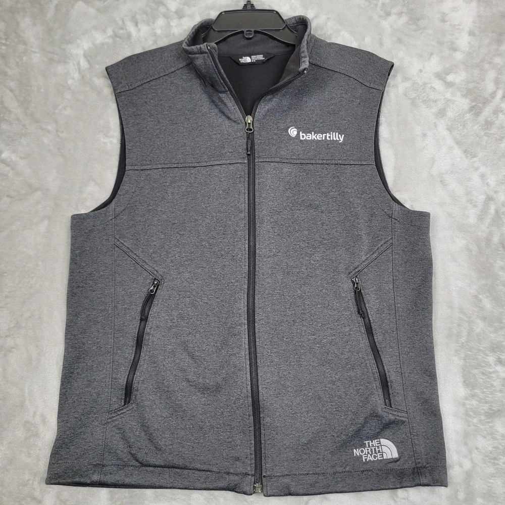 The North Face Fleece Vest Dark Gray Heather‎ Mens Medium Full Zip Outdoor Logo