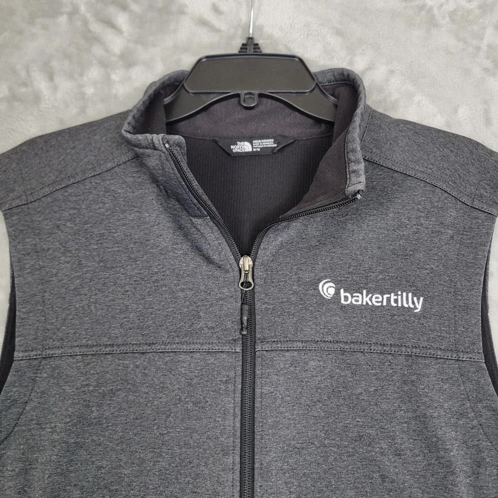 The North Face Fleece Vest Dark Gray Heather‎ Mens Medium Full Zip Outdoor Logo