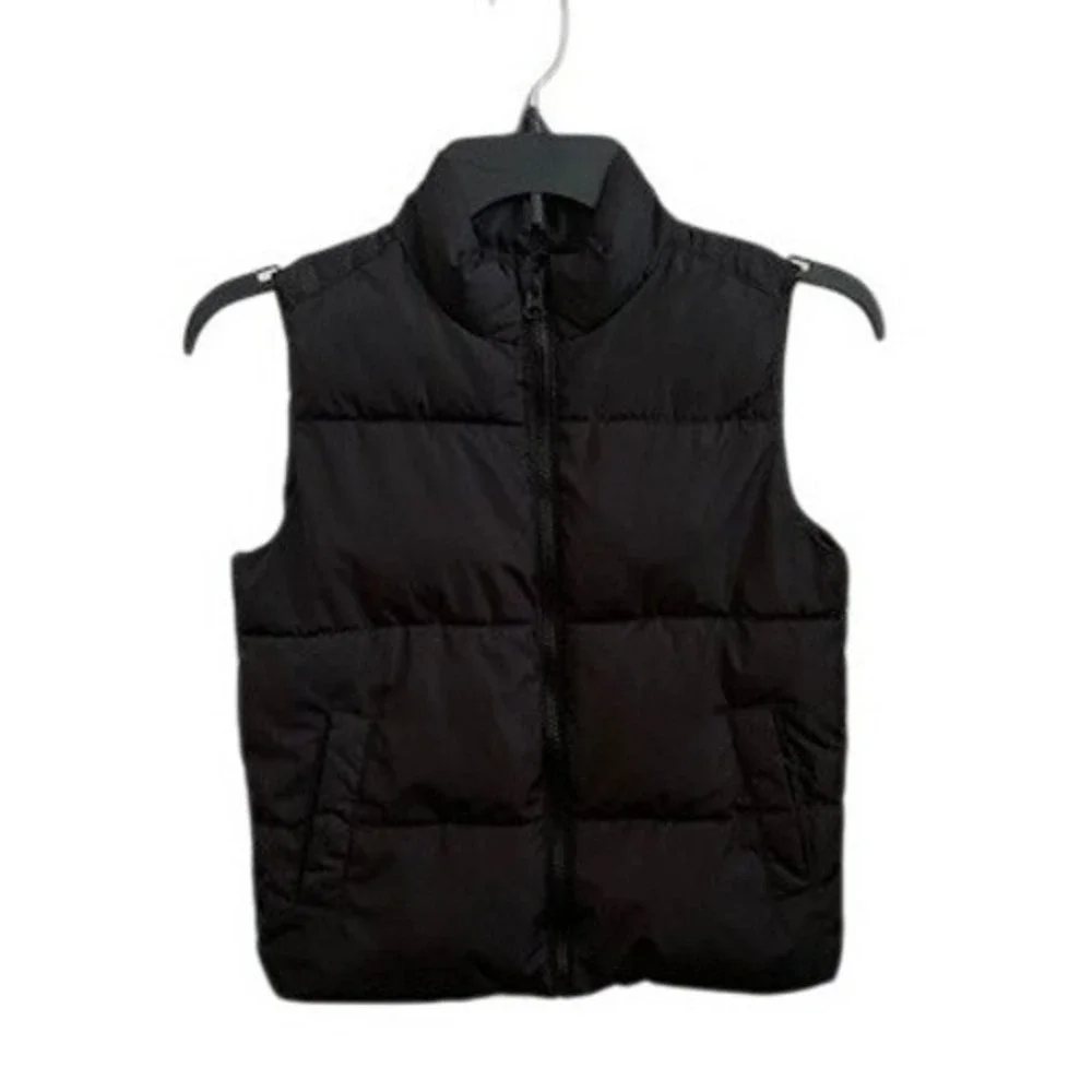Kids Old Navy Puffer Vest‎ Black Size S 6 7 Quilted Zip Up Sleeveless Jacket