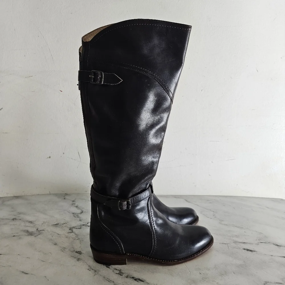 Frye Dorado‎ Dark Brown Tall Leather Riding Boots Size 6 NEW