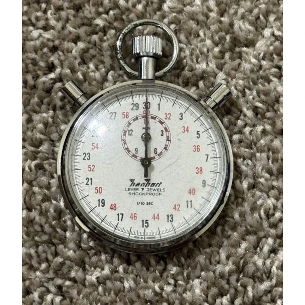 Hanhart Lever 7 Jewel 1/10 Split Second Chronograph Shockproof Stopwatch WORKING