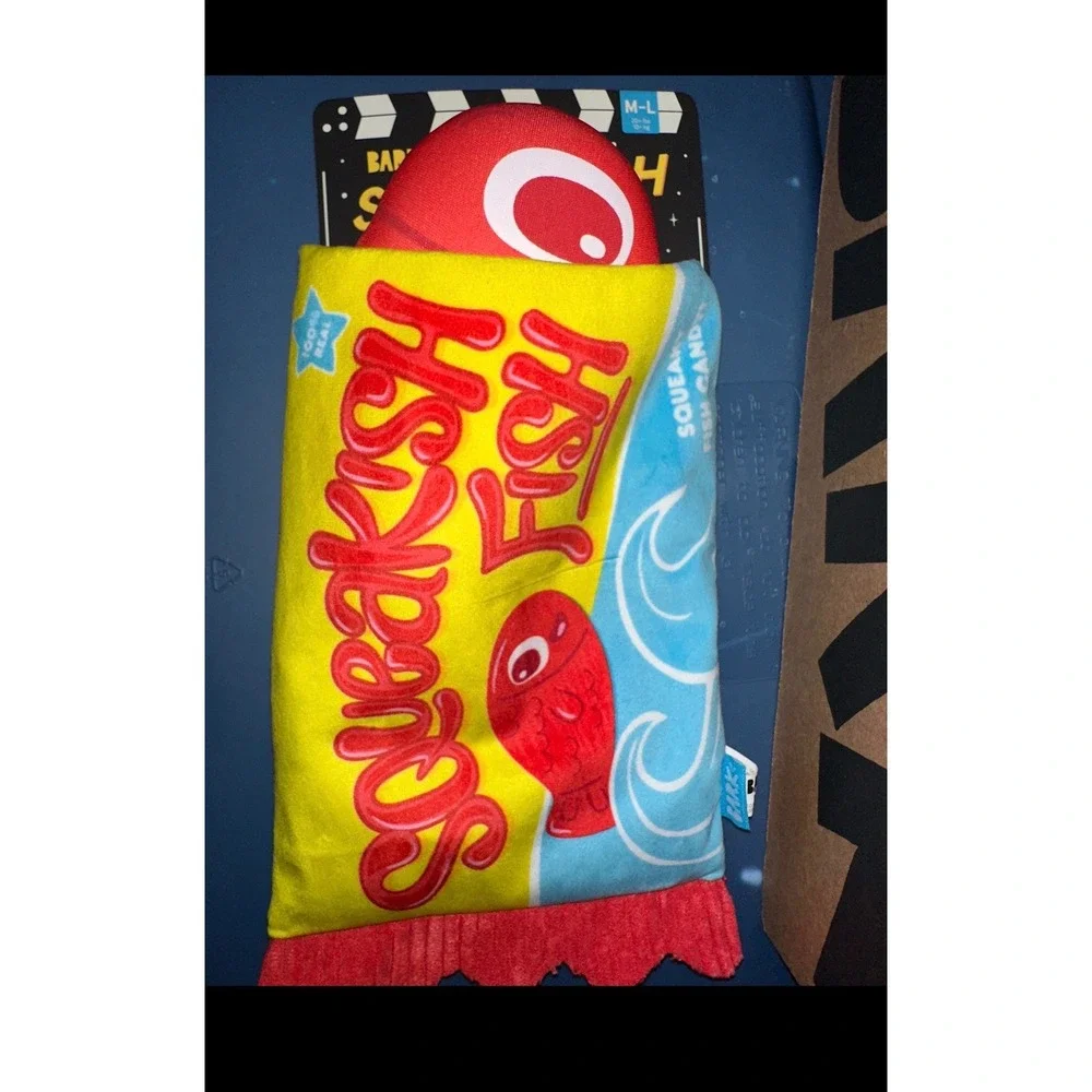 BarkBox Squeakish Fish Plush‎ Dog Toy Squeaker Crinkle Candy Parody Medium Large