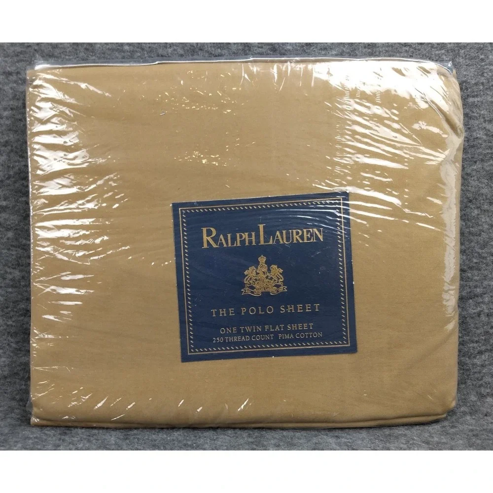 Ralph Lauren The Polo Sheet Twin‎ Flat Sheet Ghurka Khaki 250TC Pima Cotton NEW