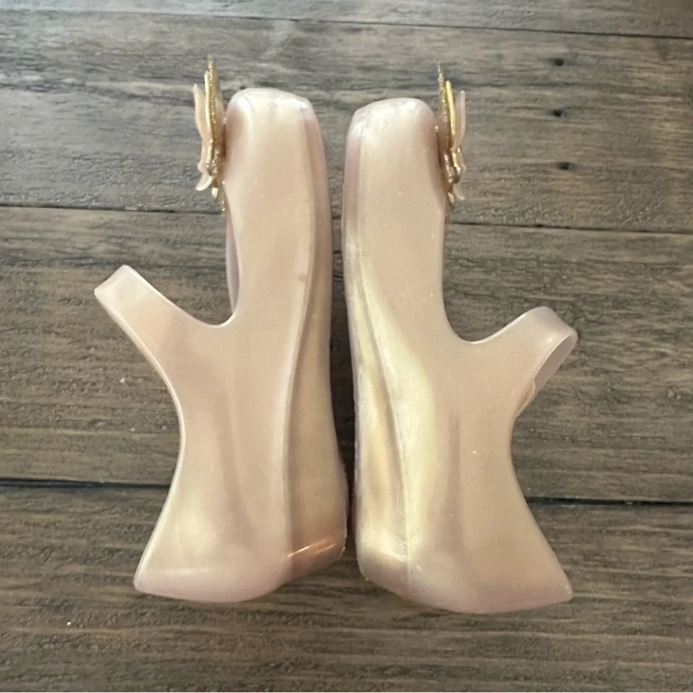 Mini Melissa size 9 Gold Butterfly Jelly Sandals Mary Jane Peep Toe Ultragirl‎