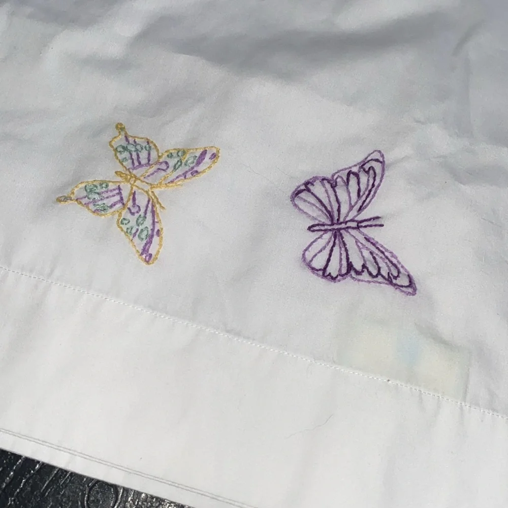 Martha Stewart Butterfly Embroidered Standard Pillowcase (1)‎