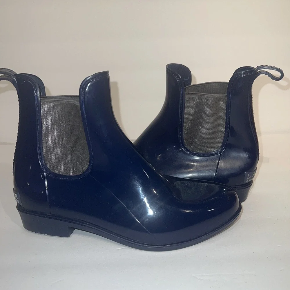 Lauren Ralph Lauren Tally Chelsea Rain Boots  Blue Pull-On‎ Womens Size 7