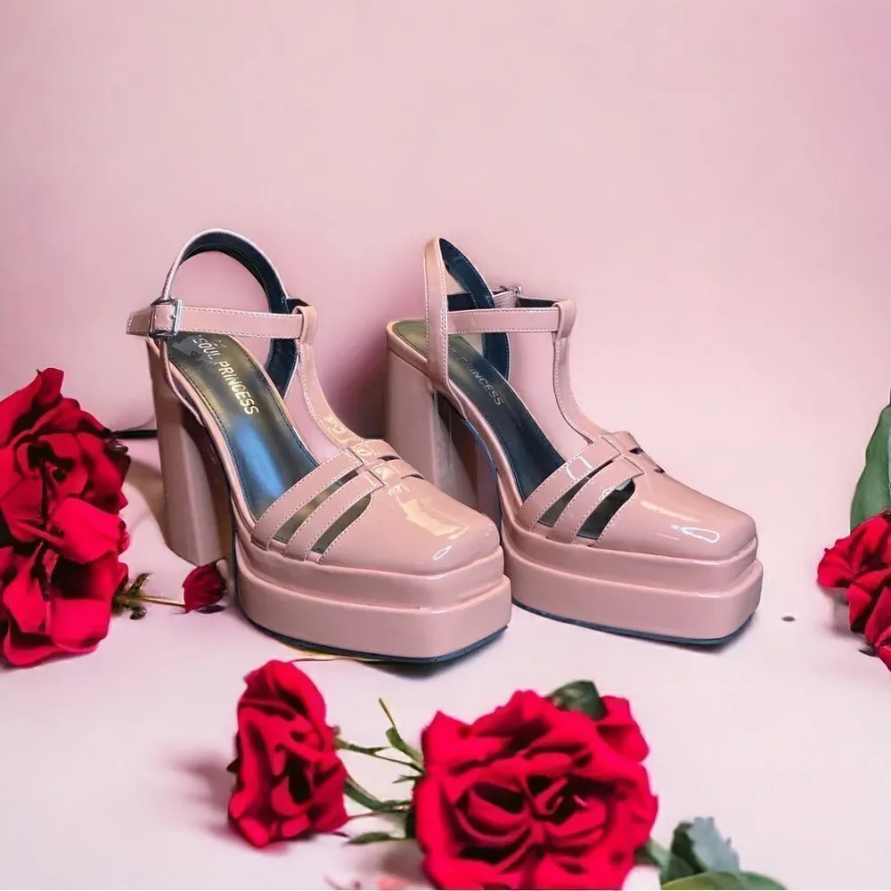 Pink Chunky Platform Heels‎