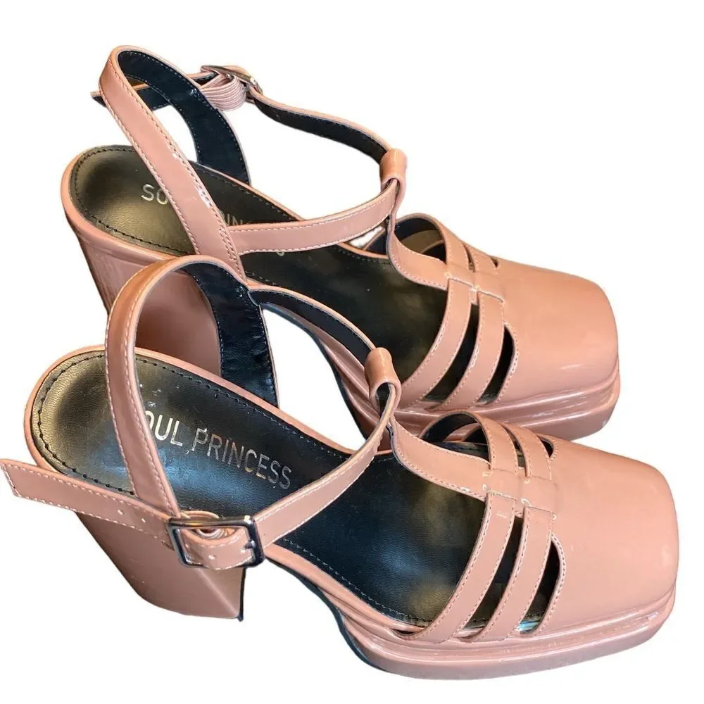 Pink Chunky Platform Heels‎