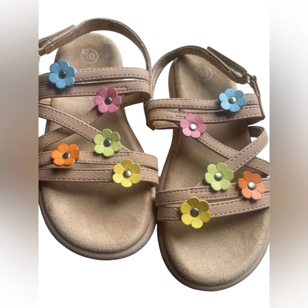 Cat & Jack‎ Pink and Blue Sandals with Floral Accents