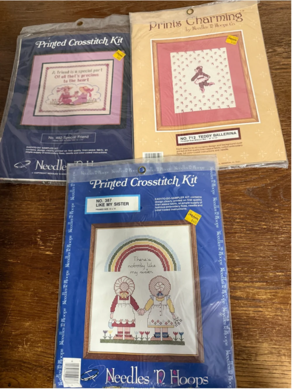 Vintage Needles ’N Hoops Cross Stitch Kit Lot of 3 Special Friend Teddy Ballerin