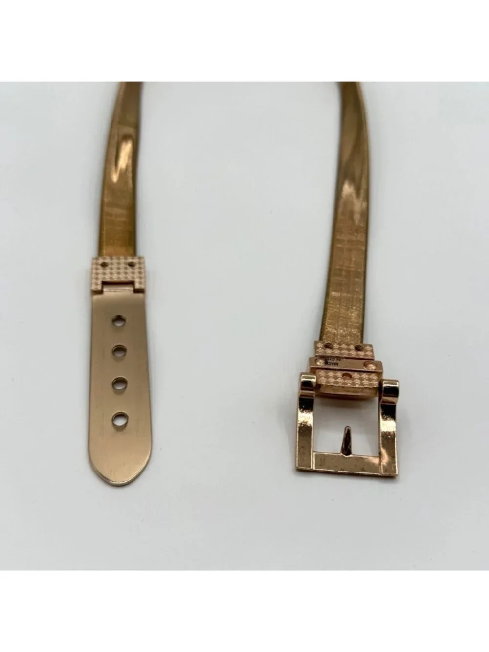 Vintage Gold Tone Stretch Metal Skinny Belt 27.5