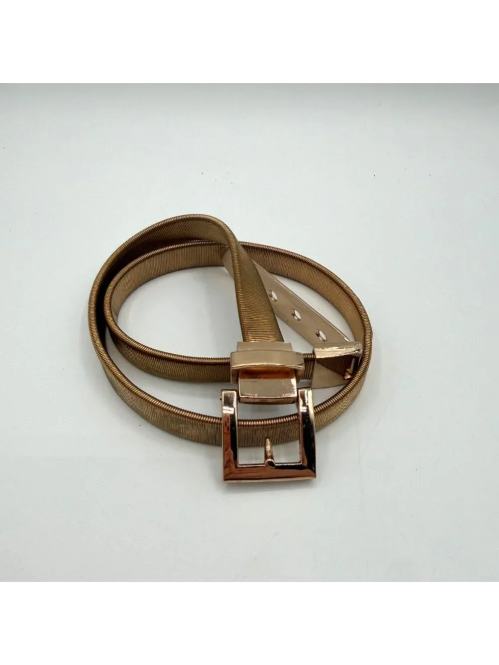 Vintage Gold Tone Stretch Metal Skinny Belt 27.5