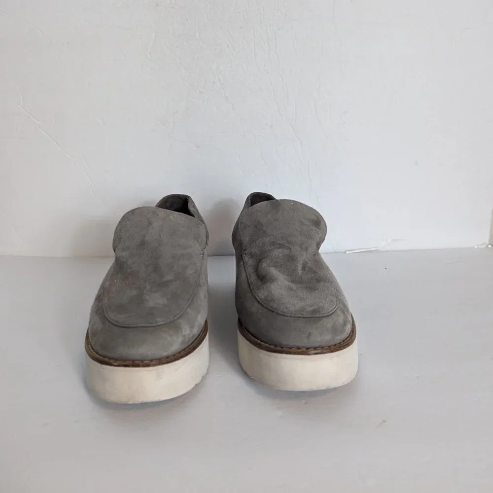 Vince Zeta Platform Suede Grey‎ Loafer Slip On Shoes