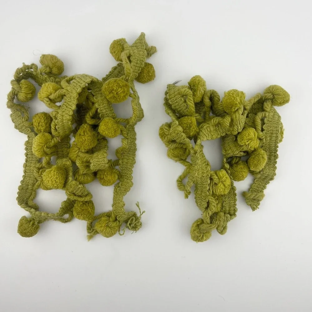 Vintage‎ Pom Pom Trim Fringe Olive Green Craft Sewing Upholstery Lot