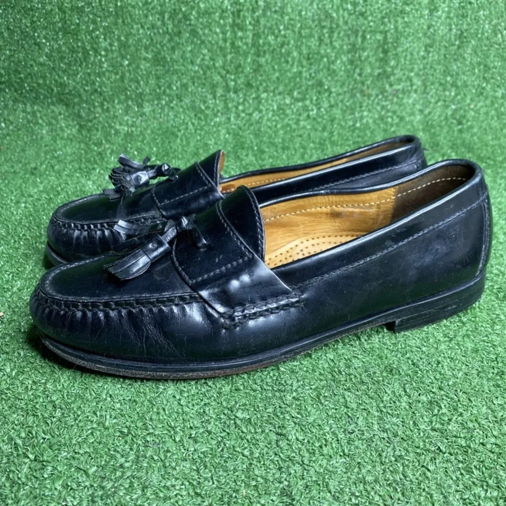 Cole Haan Black Leather Tassle Loafer Slip On‎ Dress Shoes Mens 8.5 D