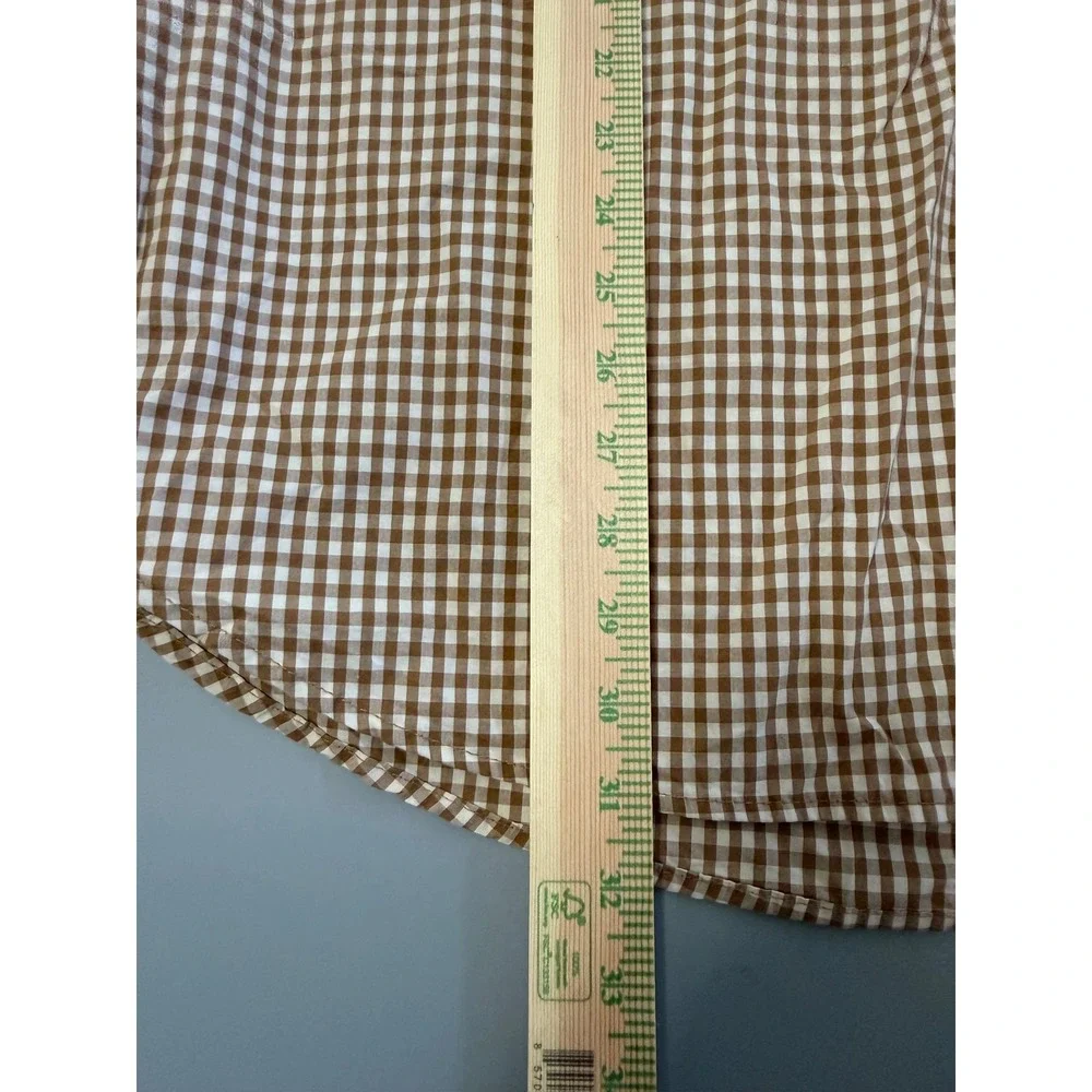 The North Face Mens XXL Gingham Button Down Shirt Brown White Long Sleeve
